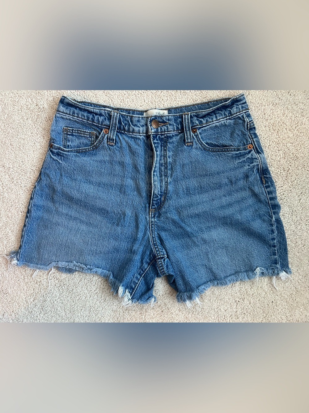 Universal Thread Medium Blue Frayed Hem Denim Shorts